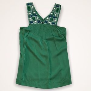 BCBGMAXAZRIA Silk Beaded Sleeveless Blouse